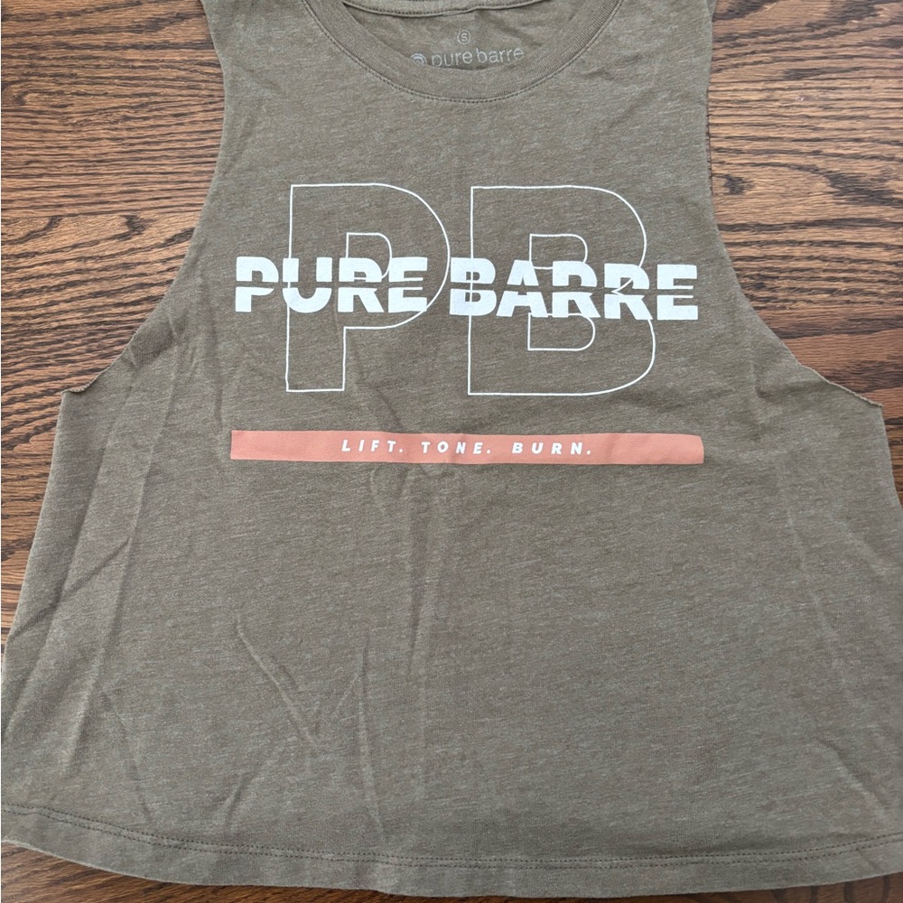 Pure Barre Khaki Tee with White Logo